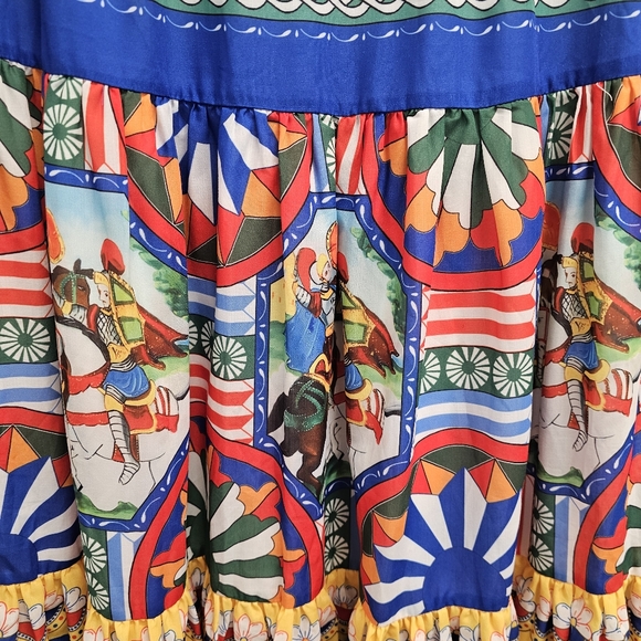 Dolce & GabbanaCarretto-print poplin maxi skirt SZ Small - Picture 14 of 16